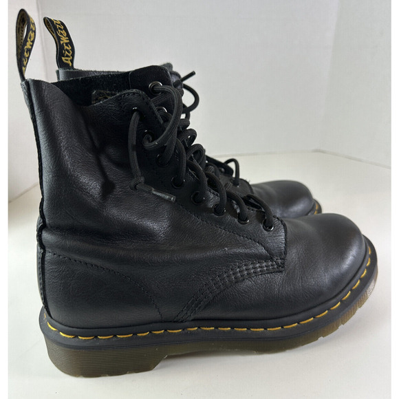 Doc Dr. Martens 1460 Virginia Soft Leather Boots Black Lace Up Women's Size 8 - Picture 12 of 14